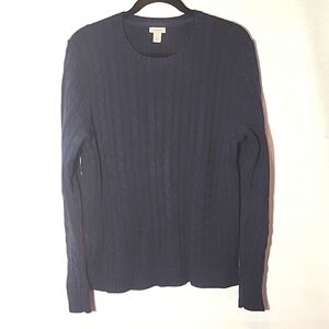 L.L. Bean Navy Blue Cable Knit Large Cozy Classic Cotton